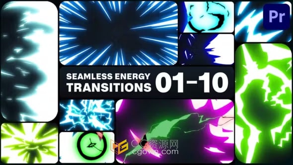 Seamless Energy Transitions PR模板10種卡通能量特效轉(zhuǎn)場過渡
