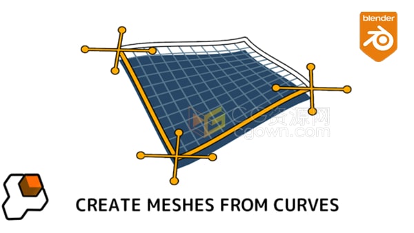 Blender 4.2插件Curves To Mesh v2.8贝塞尔曲线创建网格生成面片