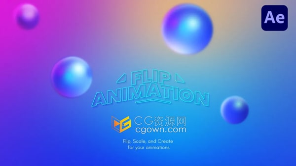 AE脚本Flip Animation v1.0图层翻转对称镜像动画