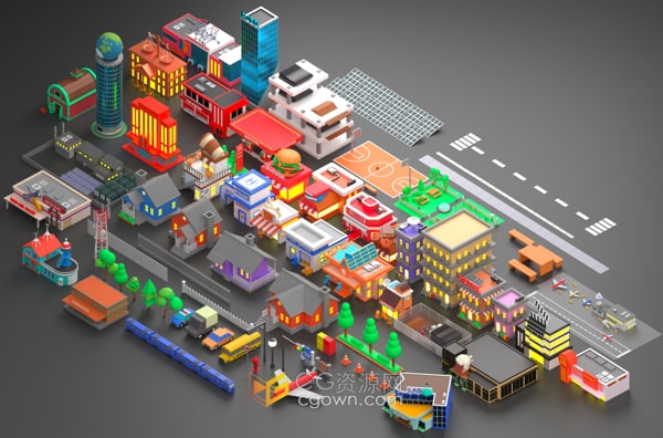Blender插件City Generator卡通3D城市模型生成器