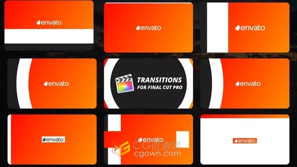 FCPX插件10组带LOGO或文字转场过渡效果Transitions