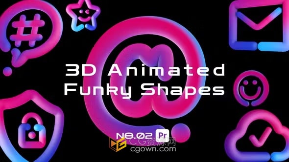 12个卡通图形元素社交主题标签3D动画时髦形状-AE模板