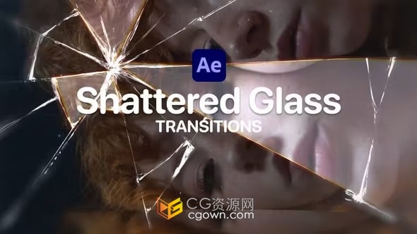 12个独特的破碎玻璃过渡动画-AE与PR转场模板