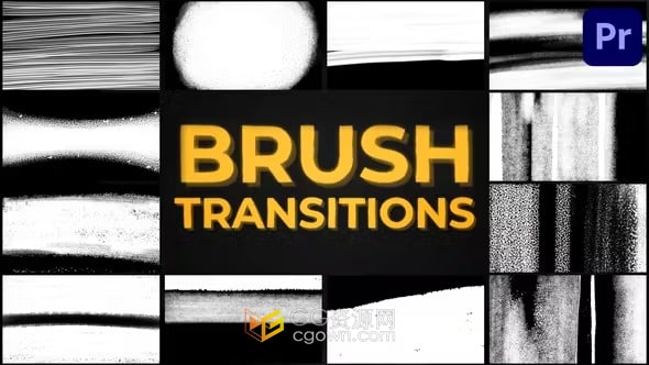 彩色笔刷过渡Brush Transitions-PR转场模板