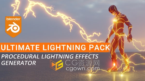 Blender插件Ultimate Lightning Pack V1.2能量閃電火花效果特效