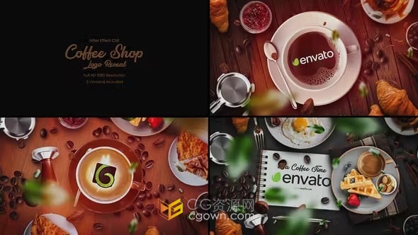 Coffee咖啡厅品牌LOGO咖啡馆介绍视频片头-AE模板