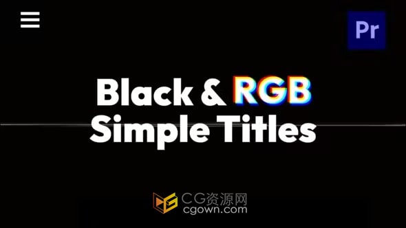 8个黑色RGB简单标题粗体版式文本动画-PR模板