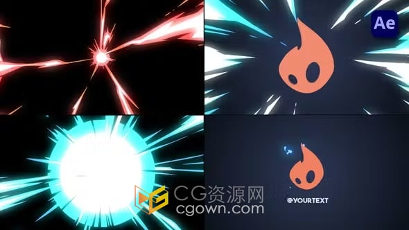 2D卡通能量特效MG动画LOGO视频片头-AE模板