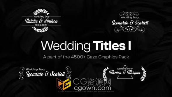 15组设计优雅婚礼徽章标题动画效果AE模板