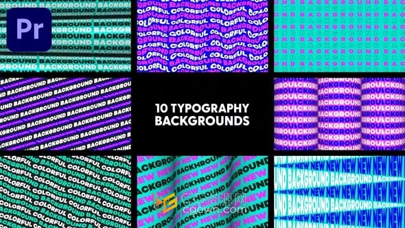 10种文字标题排版版式波纹动画背景素材PR模板