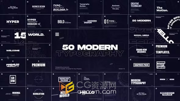 50 Modern Titles AE模板现代设计风格文字标题动画