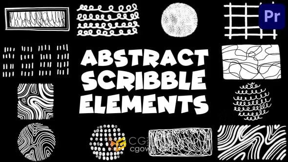 PR模板-画笔抽象涂鸦卡通元素Brush Abstract Scribble Elements