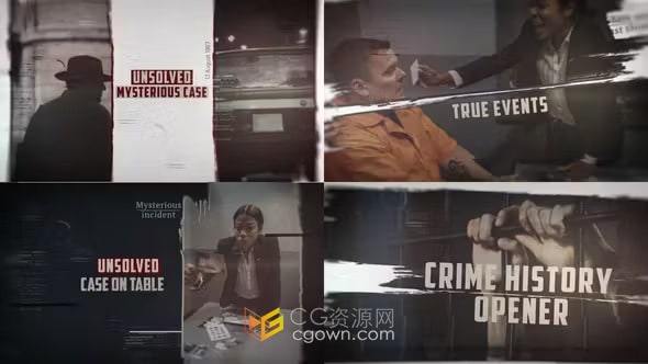 AE模板-犯罪调查侦探电影开场白历史纪录片