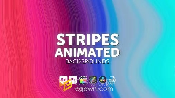 30个彩色条纹动画背景迷幻粘糊糊抽象背景视频-AE模板