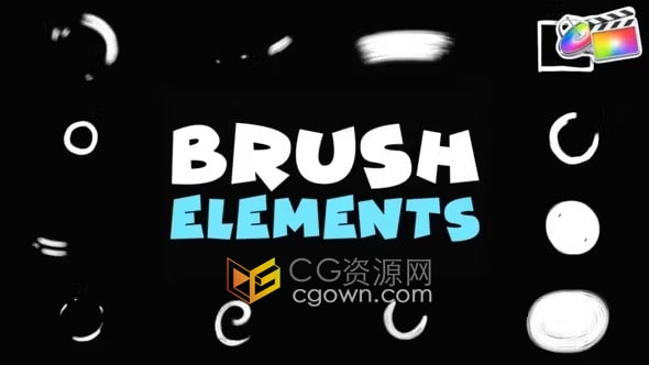 FCPX插件12种笔刷动画效果元素Brush Elements