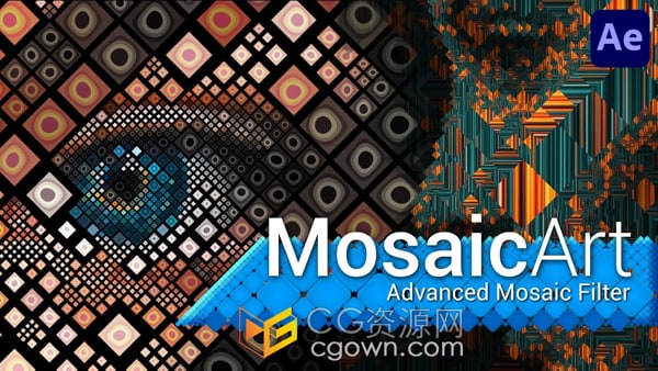 AE插件MosaicArt v1.0高级马赛克平铺滤镜动画效果