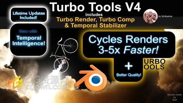 加快渲染速度和时间稳定器Blender插件Turbo Tools V4.0.8