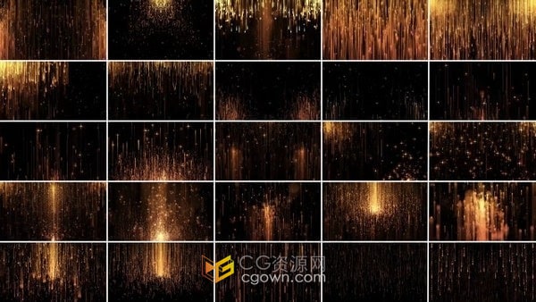 26种金色粒子光线豪华晚会颁奖背景动画-AE模板