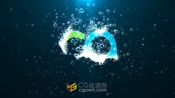 水下气泡演绎标志动画水主题LOGO片头-AE模板