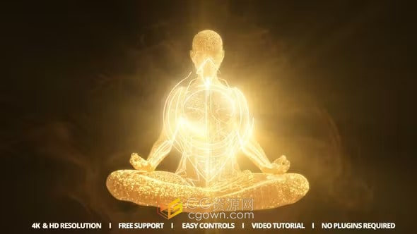 AE模板-瑜伽冥想标志片头Meditation Reveal