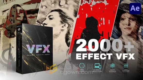 2000种视觉特效艺术风格化创意视频制作AE脚本VFX Effects预设包