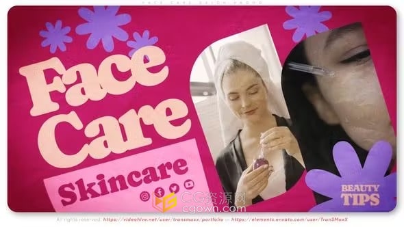 AE模板-美甲化妆美容面部护理沙龙在线课程美容服务广告宣传视频