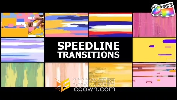 FCPX插件10组彩色速度线转场过渡动画Seamless Speedline Transitions