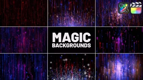 FCPX插件8组耀斑闪光魔法粒子霓虹灯视频背景动画Magic Backgrounds