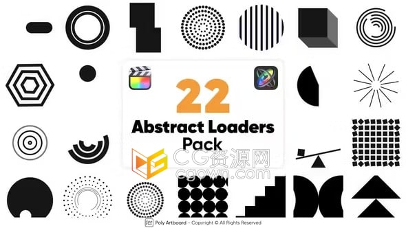 FCPX插件22种抽象加载器图形动画Abstract Loaders Pack