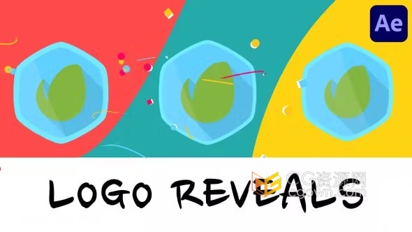 AE模板-彩色图形LOGO社交媒体频道品牌短视频宣传片头片尾动画