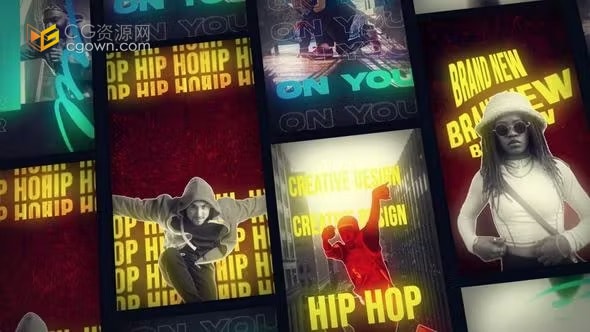AE模板-酷感嘻哈场景风格音乐活动介绍宣传垂直短视频