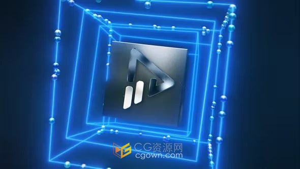 霓虹灯发光闪电放电效果3D标志动画-AE模板