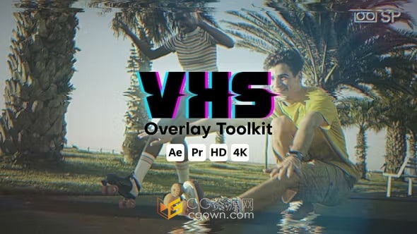 VHS故障叠加独特复古元素-AE与PR模板下载