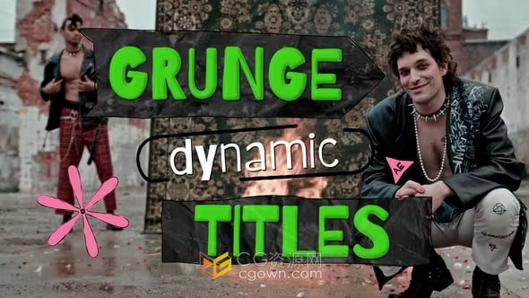 Grunge朋克风纸张箭头元素街头嘻哈时尚动画标题-AE模板