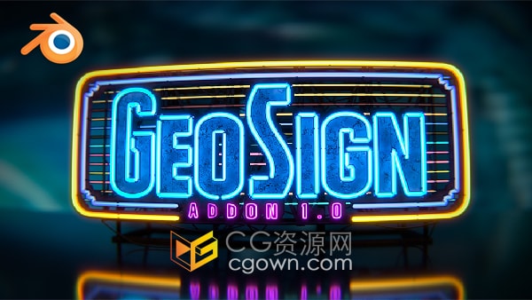 Blender插件Geo Sign Generator v1.0霓虹灯发光标志广告路牌生成器