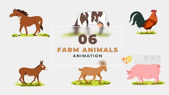 农场卡通动物角色动画场景制作趣味农场生活儿童教育视频-AE模板