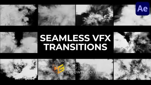 爆炸火焰波浪和煙霧過渡效果VFX視覺特效動(dòng)態(tài)圖形元素-AE模板
