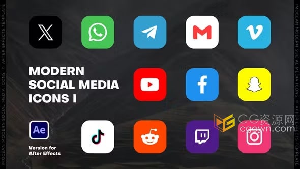 18个现代社交媒体图标动画-AE模板