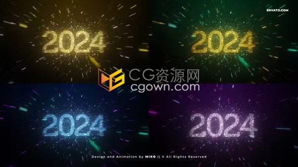 2024新年元旦跨年倒数30秒粒子特效开场视频片头AE模板下载