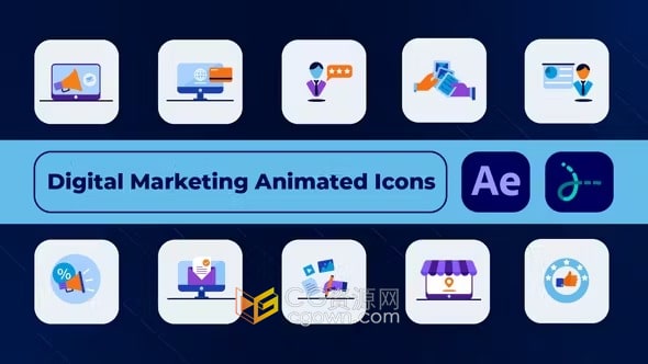 AE模板-10个数字营销动画图标