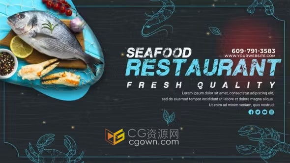 AE模板-海鲜餐厅宣传片餐饮食物菜单美食电视节目包装