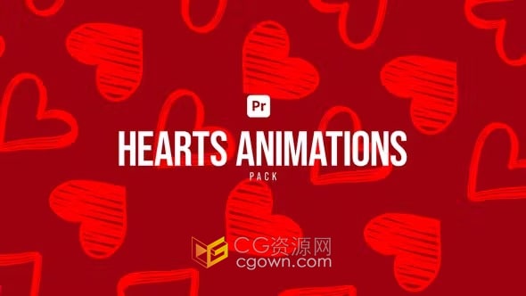 PR模板-心形背景动画元素循环爱心图形Heart Animations Pack