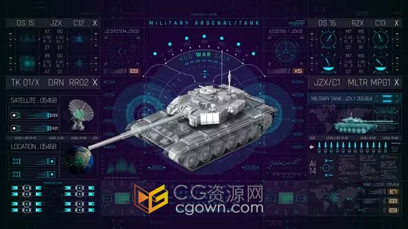 AE模板-HUD PRO 军用坦克高科技军事信息全息界面元素