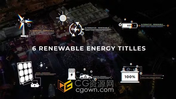 AE模板-绿色清洁可再生能源图标动画标题