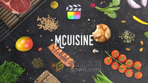 276个水果蔬菜肉面包香料糖果食物餐具动画预设FCPX插件mCuisine