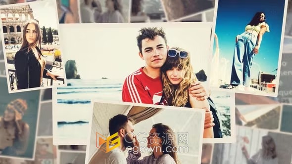 AE模板-简单照片相册假期旅行幻灯片浪漫情侣相册专辑