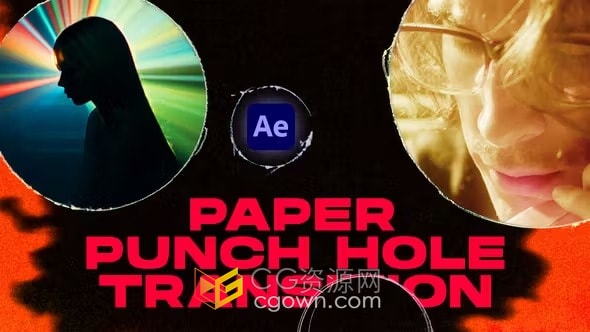15个纸张冲孔过渡Paper Punch Hole Transitions-AE模板
