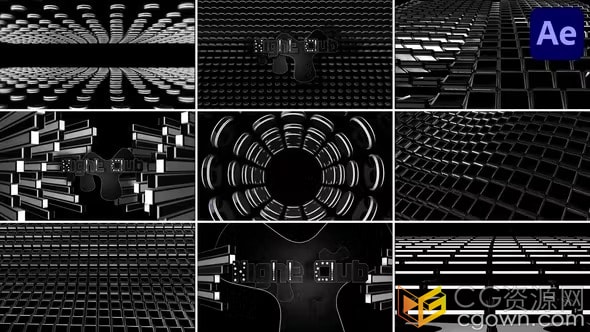 活力氛围脉动能量VJ循环3D动画DJ背景音乐会舞台背景视觉效果-AE模板