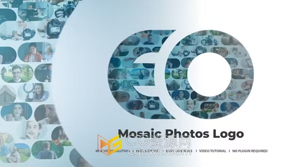 AE模板-照片汇聚成LOGO动画公司活动纪念日照片墙标志