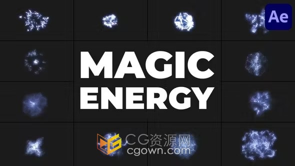 逼真的视觉特效爆炸神奇的魔法能量元素发光效果-AE模板